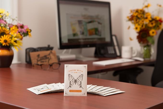 Bentley Seeds Grow with Us Pre Filled Butterfly Mix Seed Packets - 25 Individual Assortment Butterfly Mix Seed Packs for Party Favors Non-GMO Eco-Friendly Summer to Fall Gift - Outdoor Garden Seeds