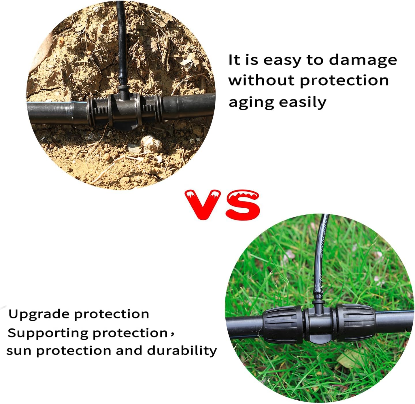 Barbed Tee ,Barb Stone 1/2 inch to 1/4 inch Irrigation Tube Anti-Drop Premium Quality Fitting (1/2" ID x 0.60’‘-0.63" OD) -20 PCS Tee