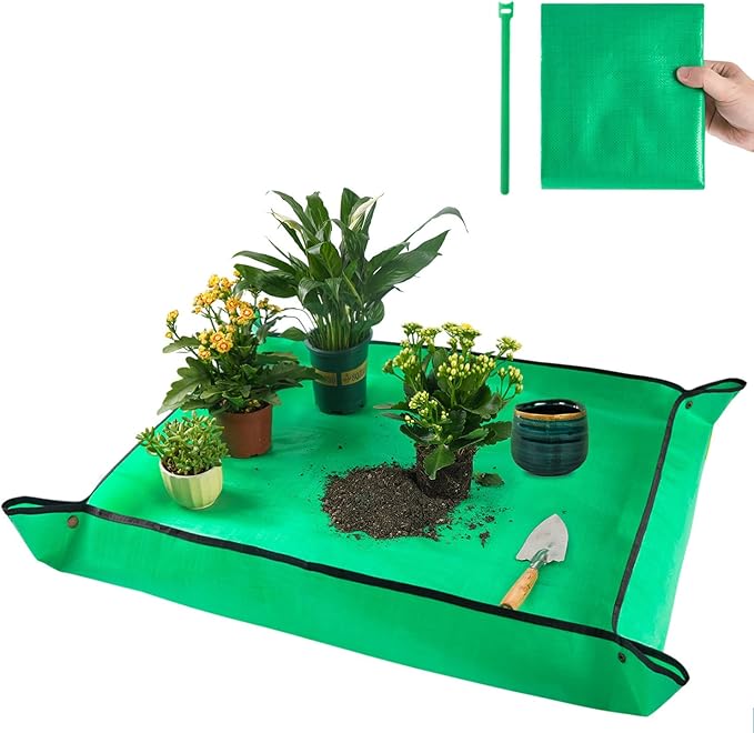 39.5" X 31.5" Large Repotting Mat for Indoor Plants Transplanting and Dirt Control Portable Potting Tray Plant Gifts for Plant Lovers Gardening Gifts for Women & Men