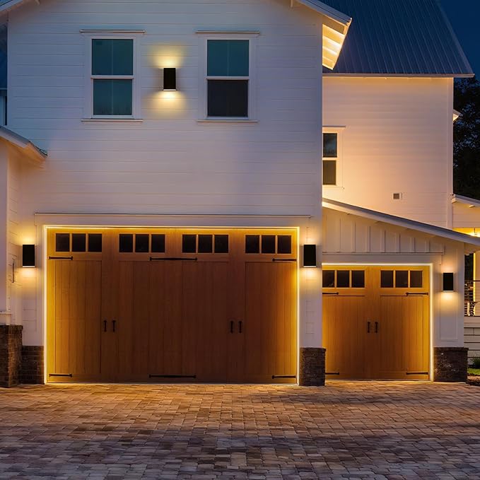 10" RGB Modern Outdoor Wall Light Color Changing Outdoor Sconce Lights with Remote Control or App Control, Black Up and Down Exterior Lighting Fixtures for House Garage Patio Porch