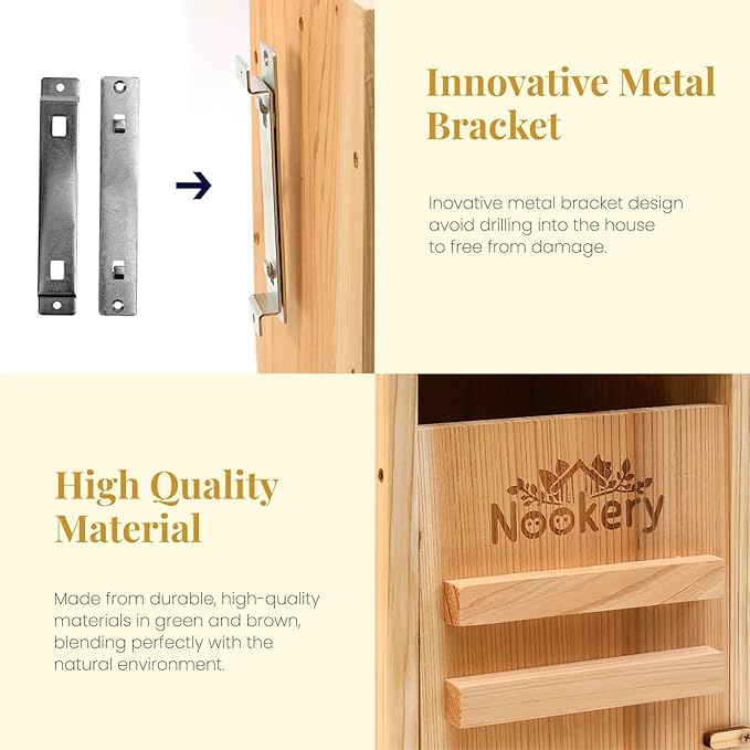 Owl House for Outdoors – Premium Large Cedar Nesting Box – Prebuilt Wooden Birdhouse for Screech Owls – Easy to Hang with Two Hanger Brackets, Mounting Screws & Cedar Shavings