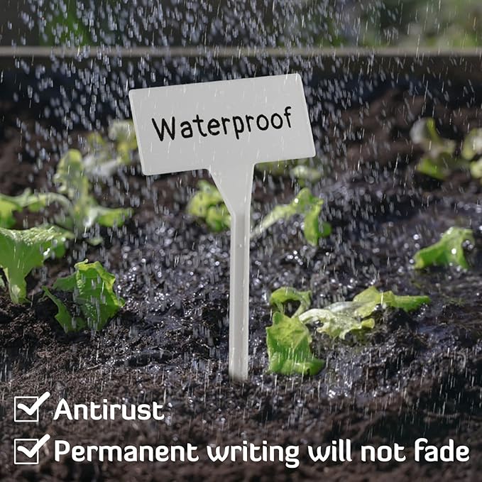 28 Pack Outdoor Plant Label, Large Waterproof Plastic Plant T-Type Tags, Durable Nursery Garden Markers, Perfect for Herbs, Flowers, Vegetable (Height 11.8'')