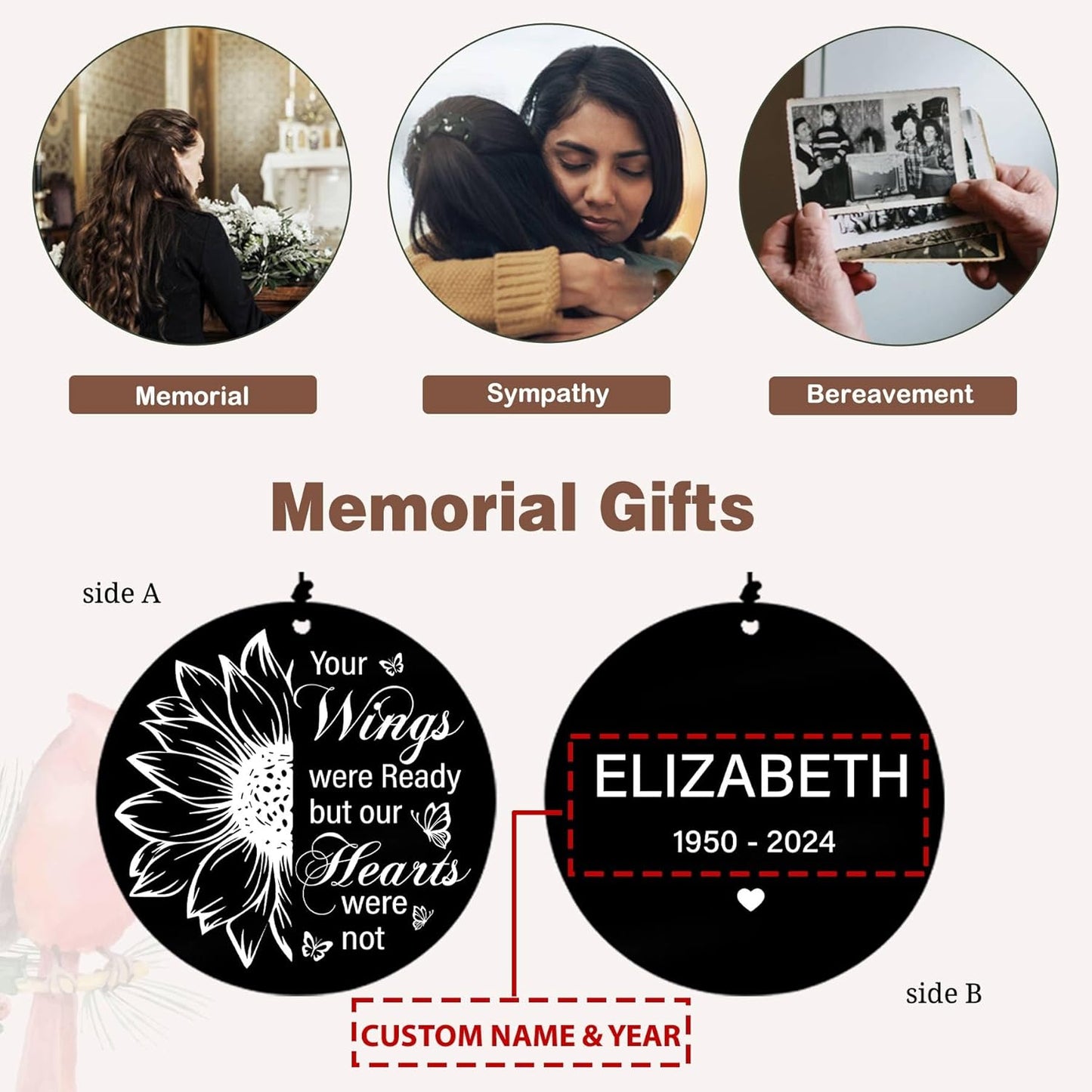 Personalized 36" Healing Memorial Wind Chimes for Outside, Bereavement Gift of Comfort for Loss of Mother, Father or Husband, A Soothing Remembrance for Your Garden and Patio