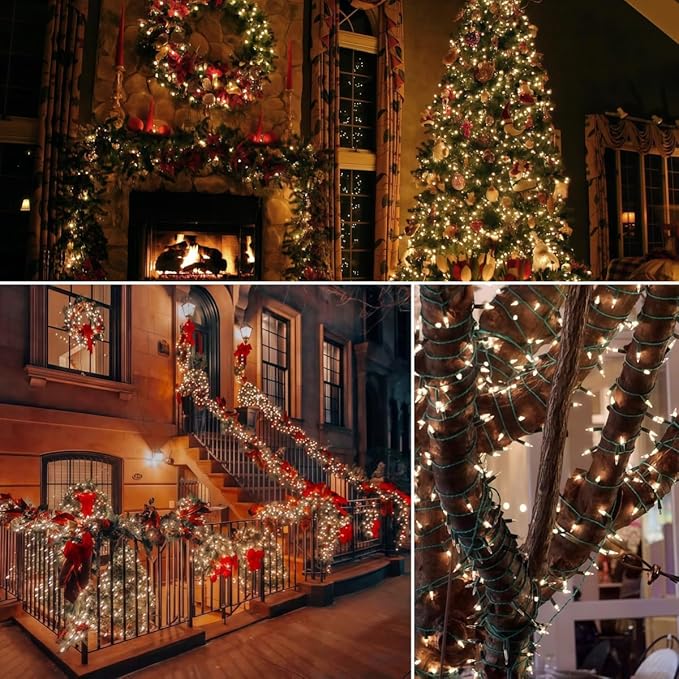 3 Pack Clear Christmas String Lights, 100 Count Each, Incandescent Mini Christmas Lights, Connectable Xmas Tree Light for Indoor Outdoor Garland Birthday Holiday Wedding Festival Party