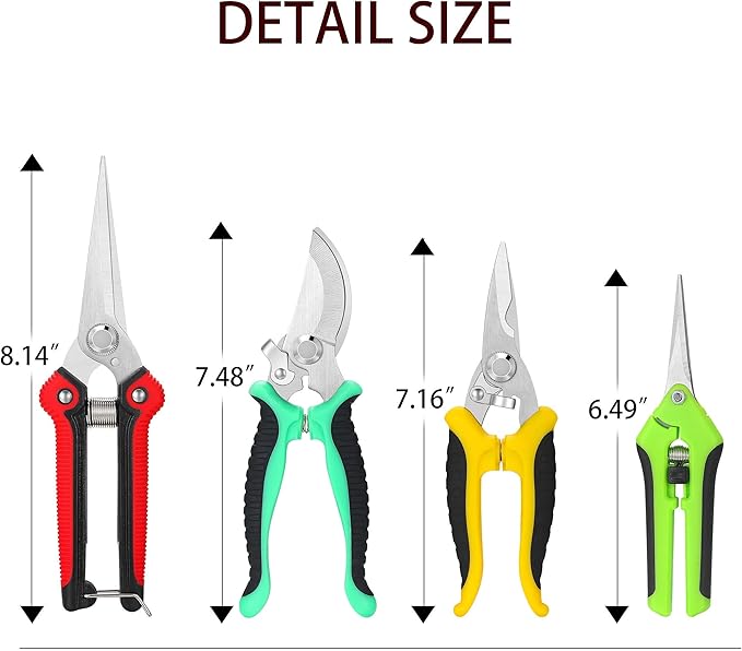 5โPiece Garden Pruning Shears Set with Gloves & Storage Bag โ Stainless Steel Trimming Scissors for Flowers, Herbs & Small Branches โ Ergonomic Gardening Tools Kit (Multi-color)