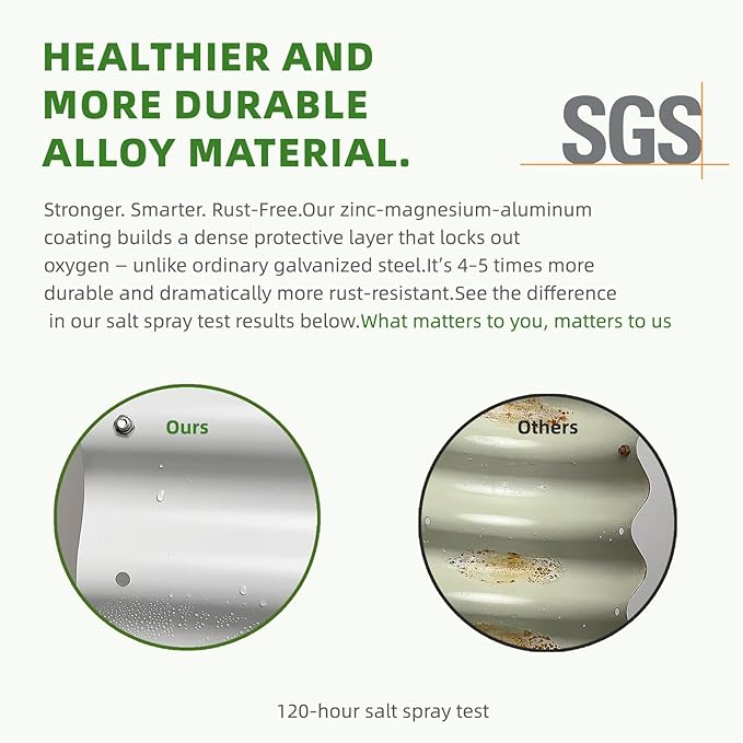 DaisyVibe Raised Garden Bed Kit, Planter Raised Garden Boxes Outdoor, Oval Large Metal Raised Garden Beds for Vegetables Flowers (Green, 8ftx2ftx1ft)