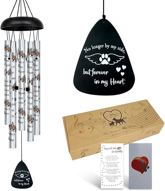 ASTARIN 33" Pet Memorial Wind Chime, Memorial Wind Chimes for Loss of Dog, Paw Print Sympathy Gifts for Loss of Dog, Angle Wings Bereavement Gift Wind Chime for Outside Indoor