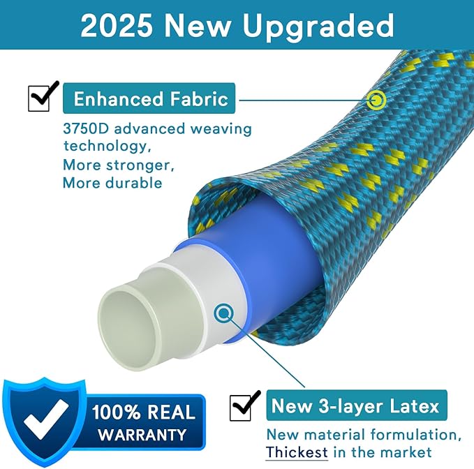 100 FT Expandable Garden Hose - 2025 New Flexible Water Hose 100ft with Solid Brass Connectors, Extra Strength Fabric and Durable Triple Layer Latex Core, Ultra Lightweight, Kink Free, Tangle Free