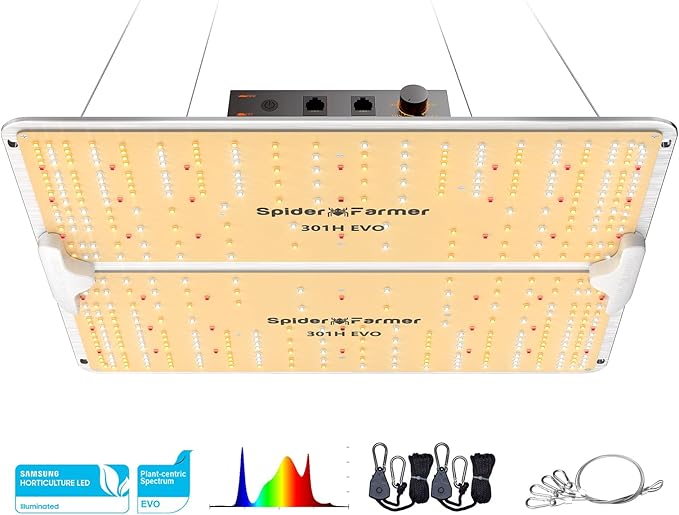 SPIDER FARMER SF2000Pro, Samsung LM301H EVO Led Grow Light, Full Spectrum Plant Grow Light, Dimmable & High Efficiency & Deeper Penetration Lamps for Seed Starting Vegetables Bloom in 3x3 Grow Tent