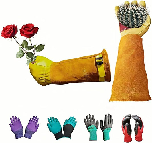 Gardening Gloves for Women/Men,Rose Pruning Long Leather Garden Gloves Thorn Proof
