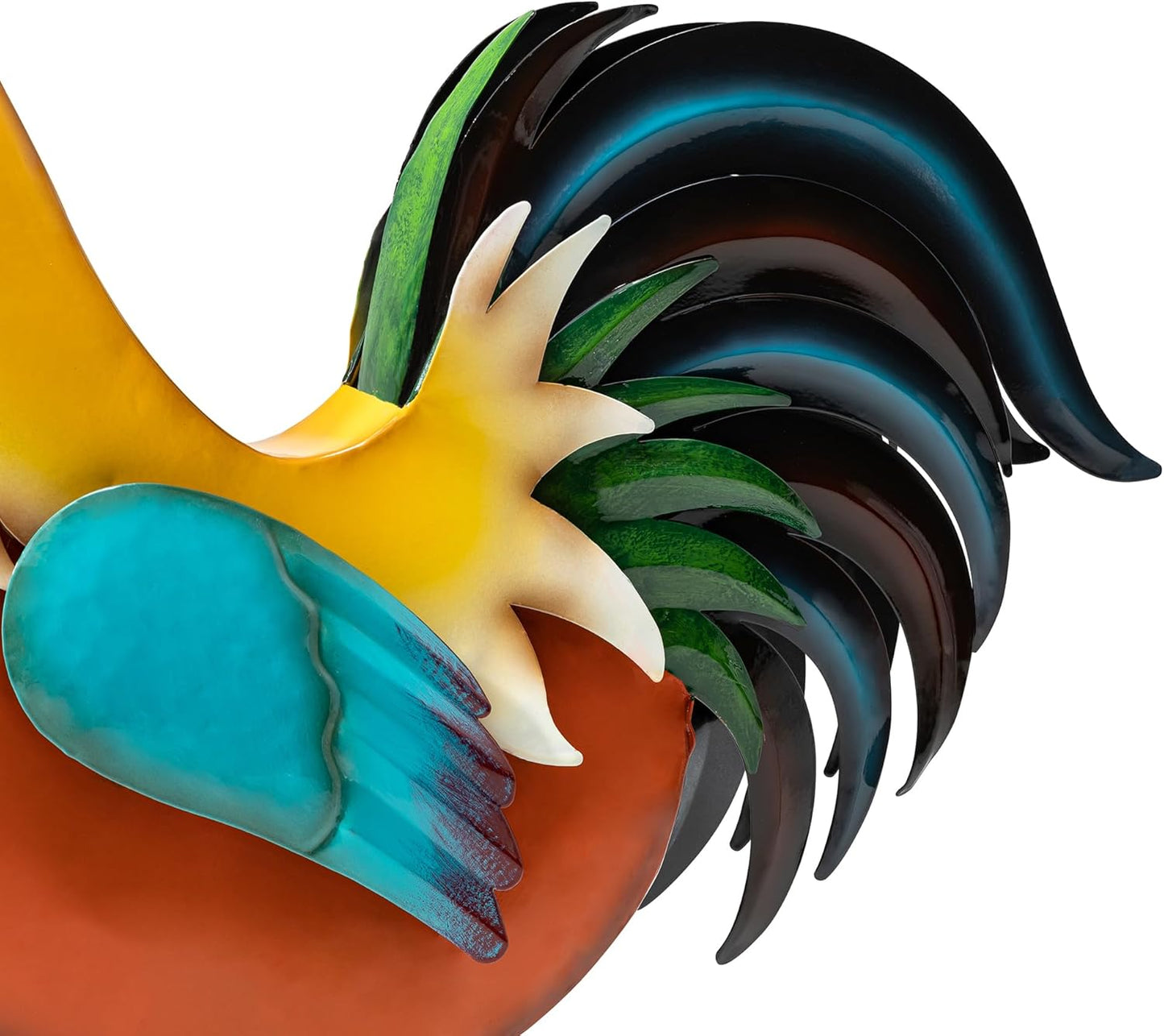 Glitzhome Metal Vibrant Standing Rooster Statue, Rustic Yard Signs 21 Inch Garden Rooster Sculpture for Farm Patio Lawn Porch Home Decor