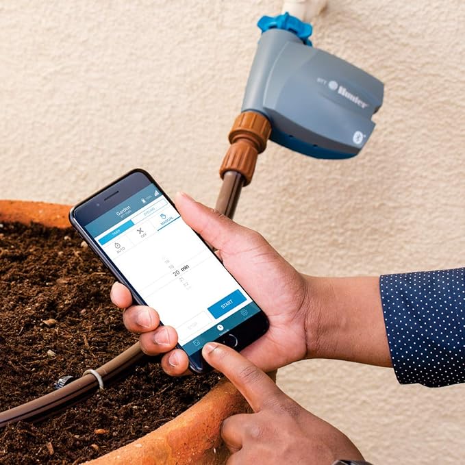 Hunter BTT Bluetooth Hose Timer, Smart Water Timer for Outdoor Faucet, App Controlled Irrigation for Lawn and Garden, Single-Zone Tap Time, Programmable, Battery Operated