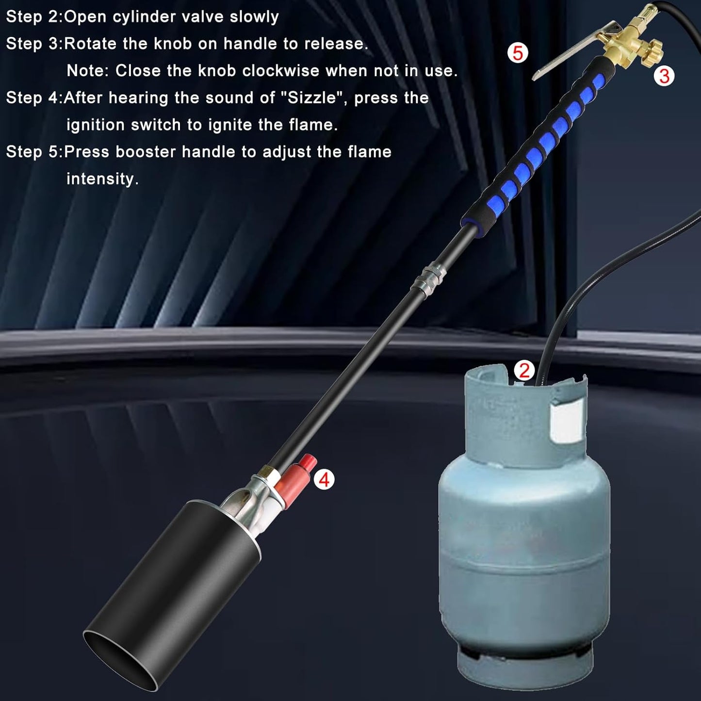 Propane Torch Weed Burner,Weed Torch for Outside with Self Ignition and Flame Control,High Output 2,400,000 BTU with 10FT Hose and Storage Bag,Flame Thrower for Weeding,Garden,Snow Melting(Black)