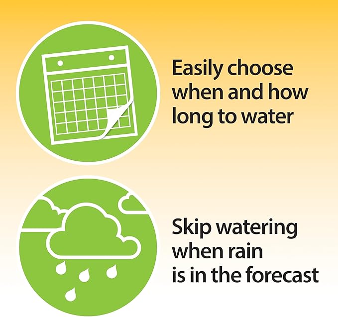 Melnor 65182AMZ Bluetooth Hose Timer, 1-Zone Programmable Watering Timer, Quick Connect Bundle, Black, Yellow