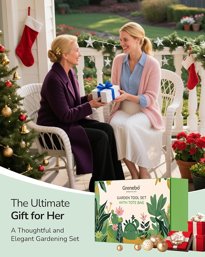 Gardening Tools, 10-Piece Gardening Gift Set for Women, Rust-Proof & Heavy-Duty Tools with Floral Organizer Bag, Fashionable & Thoughtful Gift for Garden Women (Pink)