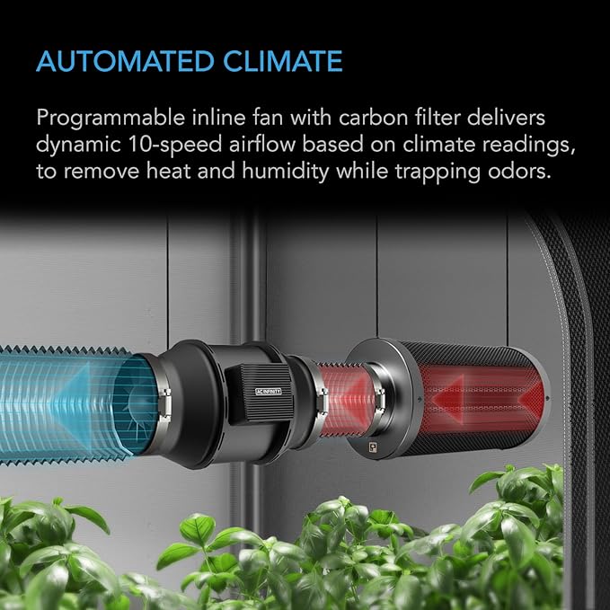 AC Infinity Advance Grow System 4x4, 4-Plant Kit, WiFi-Integrated Grow Tent Kit, Automate Ventilation, Circulation, Schedule Full Spectrum Samsung LM301H LED Grow Light, 2000D Mylar Tent