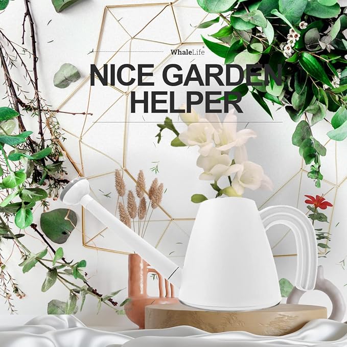 WhaleLife Indoor Watering Can for House Bonsai Plants (2.0L, White)