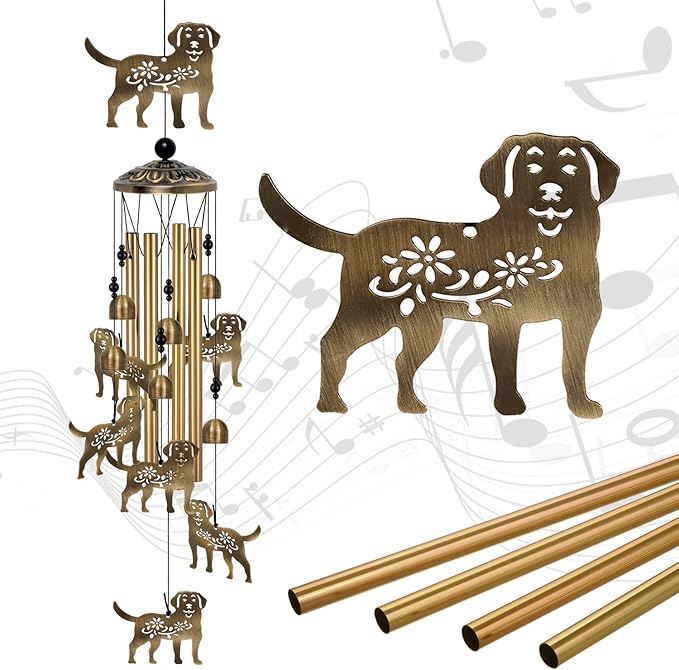 Outdoor Dog Wind Chimes Decor, Portable Wind Chime, Mobile Wind Catcher, Memorial Wind Bells with 7Dogs for Home, Yard, Patio, Trees, Garden Decoration, Valentines Gift, Festival Gift for Mom