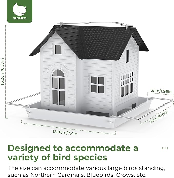 MrCrafts Solar Bird Feeder - Hanging Metal Bird House Feeder with Solar Lights, Outdoor Solar Lantern, Garden Decor for Outside, Unique Gifts for Mom, Grandma, Christmas