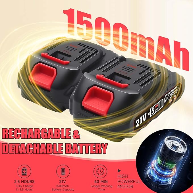 Cordless Hedge Trimmer, 2-in-1 Handheld Electric Hedge Trimmer/Grass Shears for Garden,Yard and Lawns, Shrub Trimmer with 2 PCS Rechargeable Battery&Charger (Red)