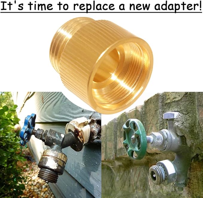 Garden Hose Adapter, 1.125" Female Thread Measure Diameter to Standard 3/4" GHT Male Thread, Compatible with Outdoor Faucet to Garden Hose