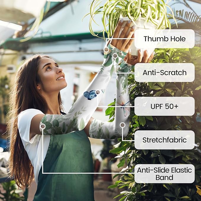 Gardening Sleeves Farm Sun Protection Arm Cooling Sleeves Thorn Proof Garden for Women Men with Thumb Hole