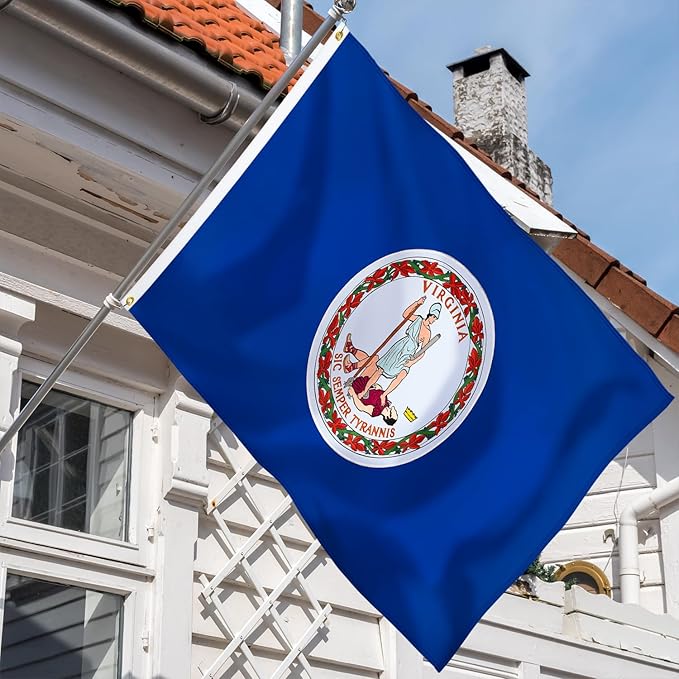XIFAN Premium Virginia State Flag 3x5 ft Outdoor, Double Sided Embroidered Pattern, Heavy Duty 210D Nylon VA Flags, the Strongest Longest Lasting for Outside with Sewn Stripes/Brass Grommets
