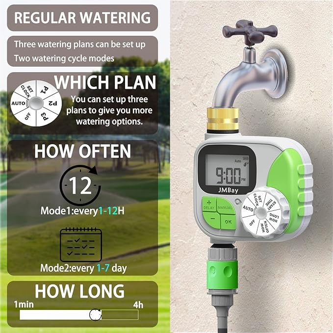 Sprinkler Timer Water Timer for Garden Hose,Smart Hose Timers Programmable Auto Irrigation System for Yard & Greenhouse, Waterproof Digital Sprinkler Controller with Pure Brass Inlet for Lawn