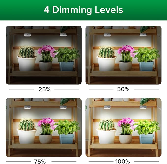 SANSI Puck Grow Light, LED Plant Light for Indoor Plants Full Spectrum Grow Lamp 10W (150 Watt Equiv), Small Hanging Plant Lamp with Timer Auto On Off 4 8 12 Hrs, 4-Level Dimmable for Plant Shelf