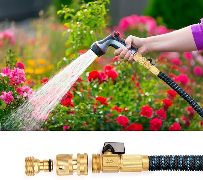 Garden Hose Quick Connectors, Solid Brass 3/4 Inch Thread Fitting, Water Hose Connectors Garden Hose Disconnect 3/4" GHT, No-Leak Male Female (6 Set)