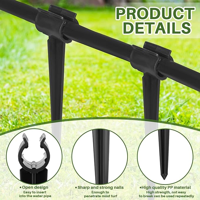 100 Pcs Irrigation Drip Support Stakes 1/2 Inch Tubing Hose Holder, Pipe Universal Drip Lines Tubing Hose for Gardening Patio Lawn Irrigation Growing