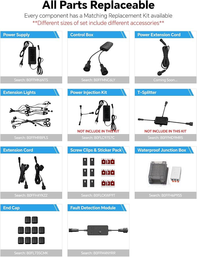 ASAHOM Permanent Outdoor Lights Pro S108D, 200FT with 144 RGBCW LEDs, WLED Integration, AI Lighting, 30000 Lighting Effect Combination, IP67 Waterproof for Halloween Christmas Daily Decor, Black