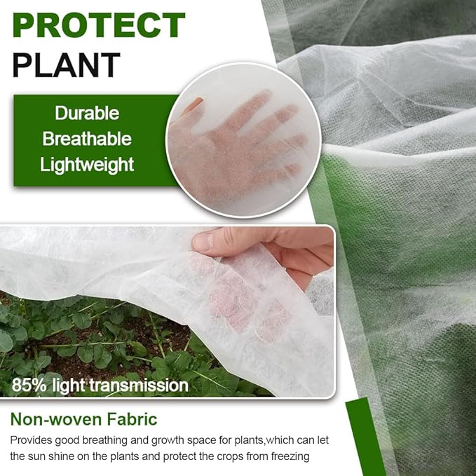 6.5x32.8 FT Plant Covers Freeze Protection, 1.2oz Frost Cloth Floating Row Cover for Outdoor Plants, Winter Garden Frost Blanket for Vegetables, Flowers, Shrubs, Trees