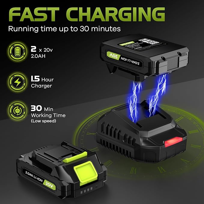 Leaf Blower, Electric Cordless Leaf Blower with 2 Batteries and Charger, 2 Speed Mode, Lightweight Leaf Blowers for Blowing Leaves, Lawn Care, Patio Cleaning and Dust