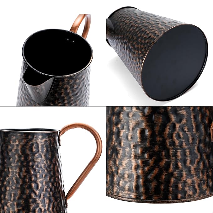 Copper Colored Metal Decorative Watering Can Metal Flower Milk Jug Vase Pitcher Holder for Indoor Outdoor Plants