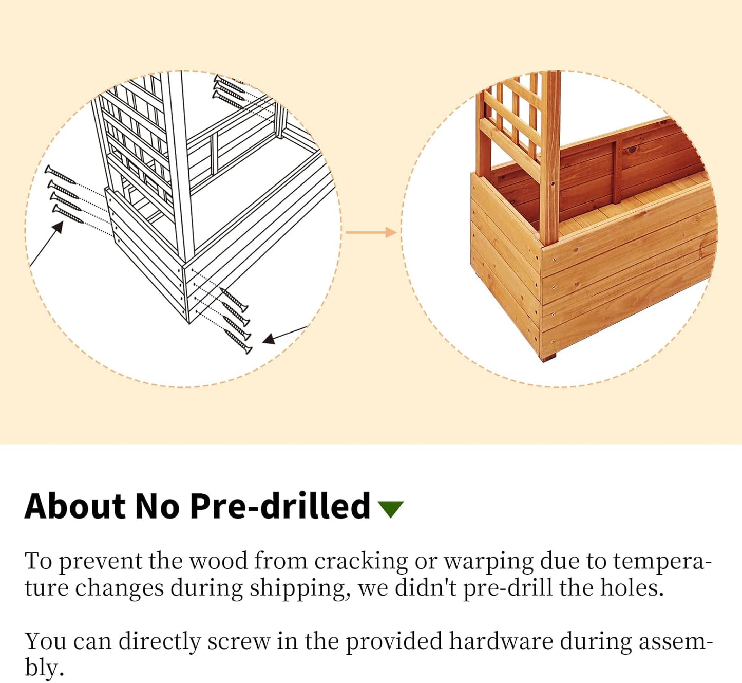 Raised Garden Bed Wooden Patio Planter with Trellis Outdoor Climbing Cucumber Box Pots Tomato Flower Vegetable Herb Porch, Tall Hanging Roof, Orange, 42.5" L x 17.3" W x 66.1" H