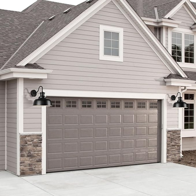 Solar Barn Light for Outside, Gooseneck Outdoor Wall Lights Solar Powered, Farmhouse Exterior Wall Sconce, Industrial Outside Lighting Fixture, Rustic Lantern for Garage, Barn, Shed, RZSR007