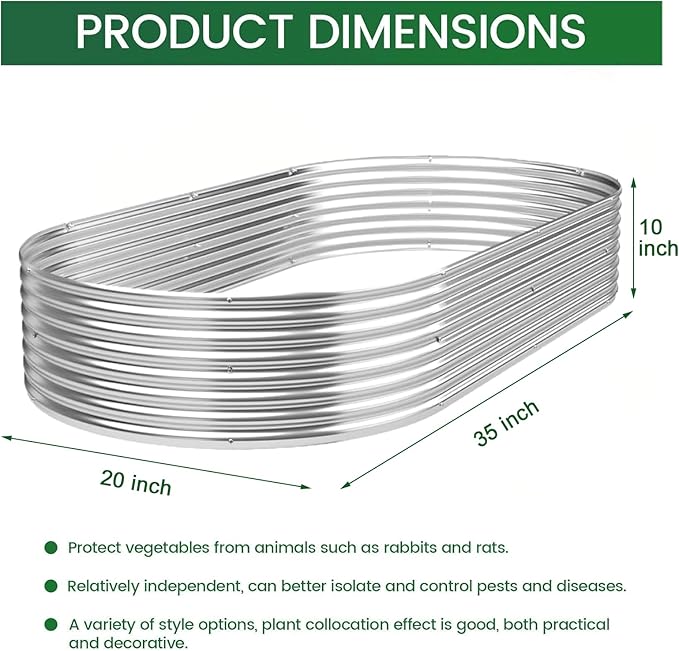 4 Pack Galvanized Raised Garden Bed Outdoor,Metal Garden Bed for Vegetables,Steel Raised Beds for Gardening,Above Ground Garden Box for Flower-35x20inch