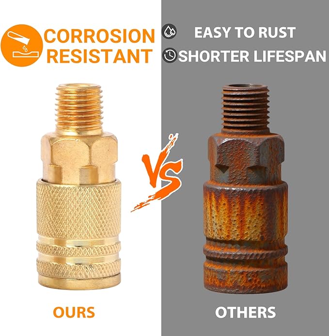 14 Pcs Brass Quick Connect Hose Fittings, Premium Air Hose Fittings, Coppering 1/4" Air Hose Fittings, Lightweight Air Compressor Quick Connect Fittings