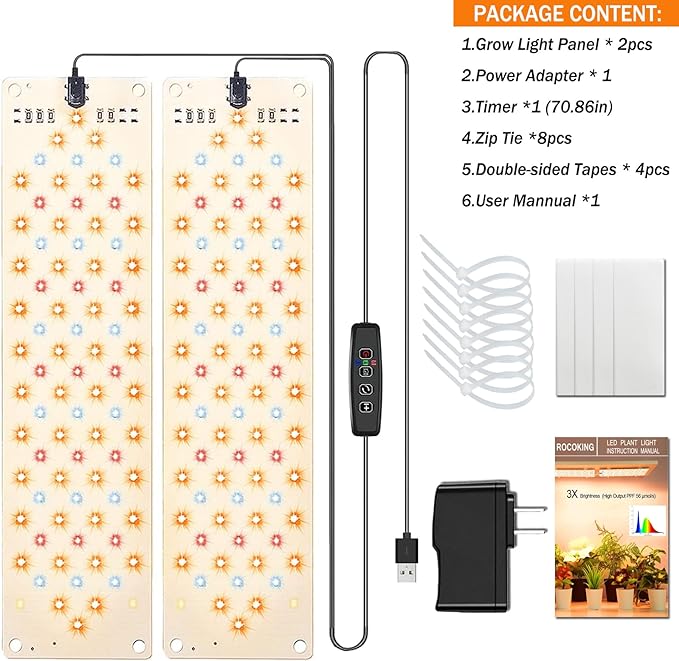 Grow Lights for Indoor Plants,Ultra-Thin Panel Grow Lamp,158LEDs Full Spectrum Grow Lights for Under Cabinet Plant, Grow Lamp with 3/9/12H Timer,10 Dimmable Levels for Plants Growing