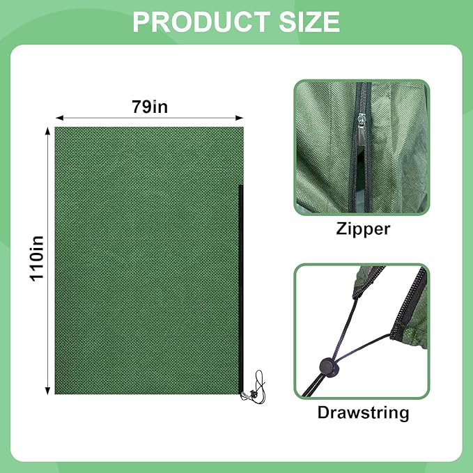 110" x 79" Large Plant Covers Freeze Protection,Huge Thicken Plant Frost Protection Cover Bags,Winter Plant Frost Cloth Frost Blankets with Zipper Drawstring for Outdoor Plants Fruit Trees