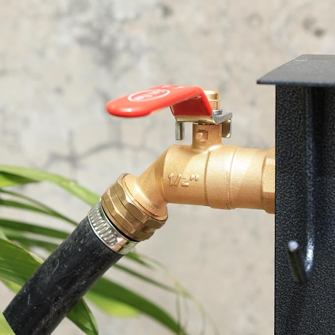 UNWAVER Garden Hose Full Flow Faucets Heavy Brass Bibb 1/2" Male NPT Inlet Connection with 3/4" Male GHT Water Hose Outlet (1/2 Inlet Long Handle 1PCS)