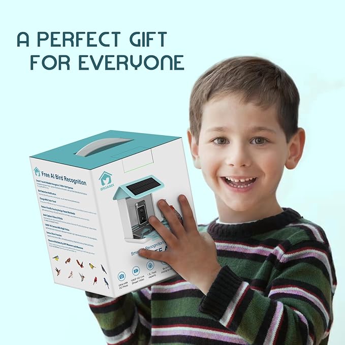 Bird Feeder with Camera-2K HD & Full Color Night Vision, Free AI Forever for 1,1000+ Species Identification, Solar Powered Wireless Outdoor, Includes 64GB TF Card, Two-Way Audio, App Alerts