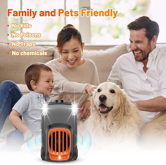 Ultrasonic Mice Repellent Indoor, 2 Pack Rodent Mouse Repellent Plug in, Electronic Rat Pest Bat Deterrent with 4 Strobe Lights, Rodent Repellent for Car Engines, House, Garage, Barn, Kitchen, Attic