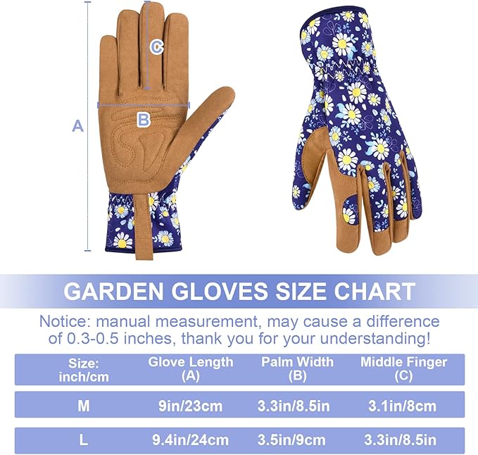 Womens Gardening Weeding Working Gloves, Leather Garden Glove for Women Thorn Proof No Stab for Digging, Planting,Pruning
