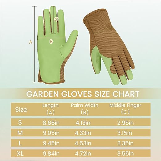 Gardening Gloves, Garden Gloves for Women and Men, Thorn Proof Working Gloves, Durable Leather Work Garden Gloves for Yard & Outdoor Work, Green, M