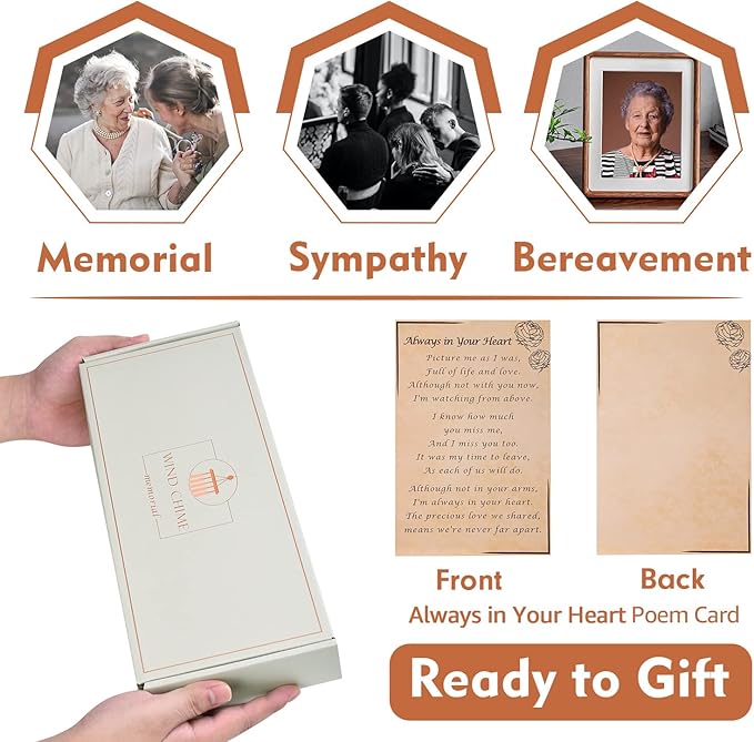 Memorial Sympathy Wind Chimes for Loss of Loved One, Bereavement Gift in Memory, 32" Black