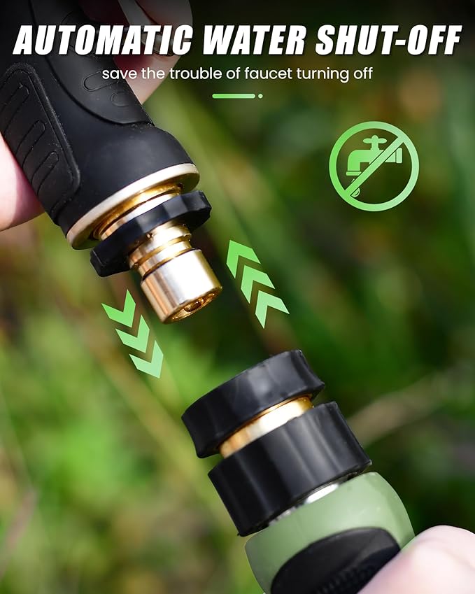 RAINPOINT Garden Hose Nozzle, Heavy Duty Metal Water Hose Sprayer Nozzle with 9 Adjustable Spray Patterns, High Pressure Hand Sprayer for Watering Plants, Lawns, Car and Pet Washing (2Pack, Green)