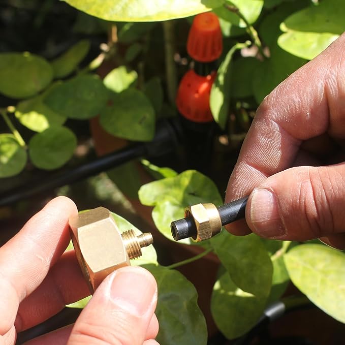 Drip irrigation hose connector, Garden Hose Adapter, Standard 3/4" GHT Female Thread to 1/4" Tube Adapter for Water Hose, Convert 3/4" Garden Hose to 1/4" Tube Drip Irrigation Parts (4 PCS)