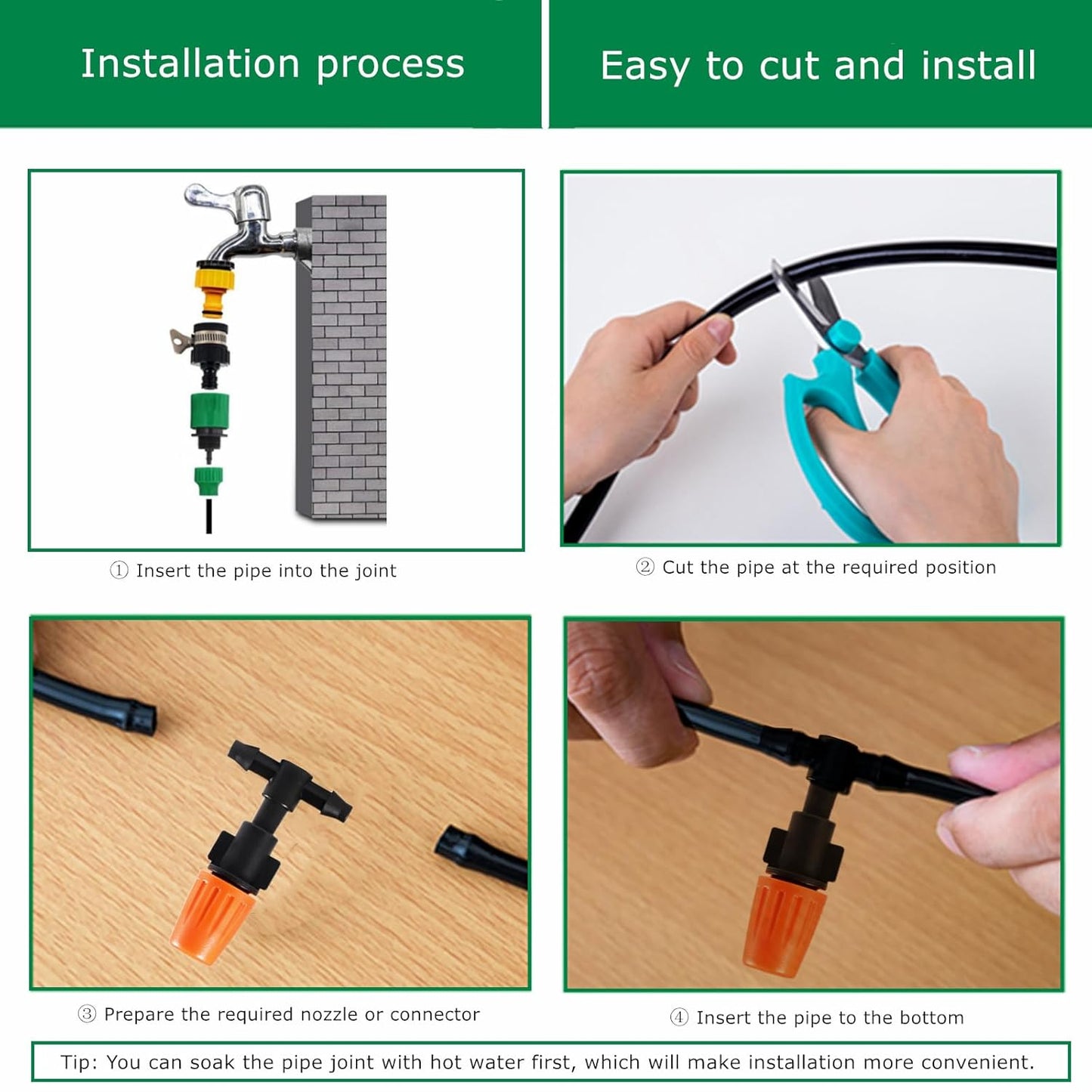 Three-Way Atomizing Nozzle 1/4 Inch, 50 Pcs Adjustable Micro Spray Emitters, Drip Irrigation Parts Accessories for Patio Lawn Greenhouse Vegetable Irrigation Supplies